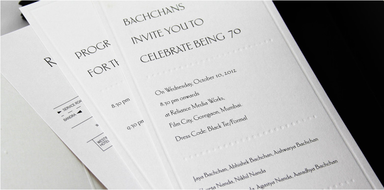 Invitation Card - Amitabh Bachchan's birthday